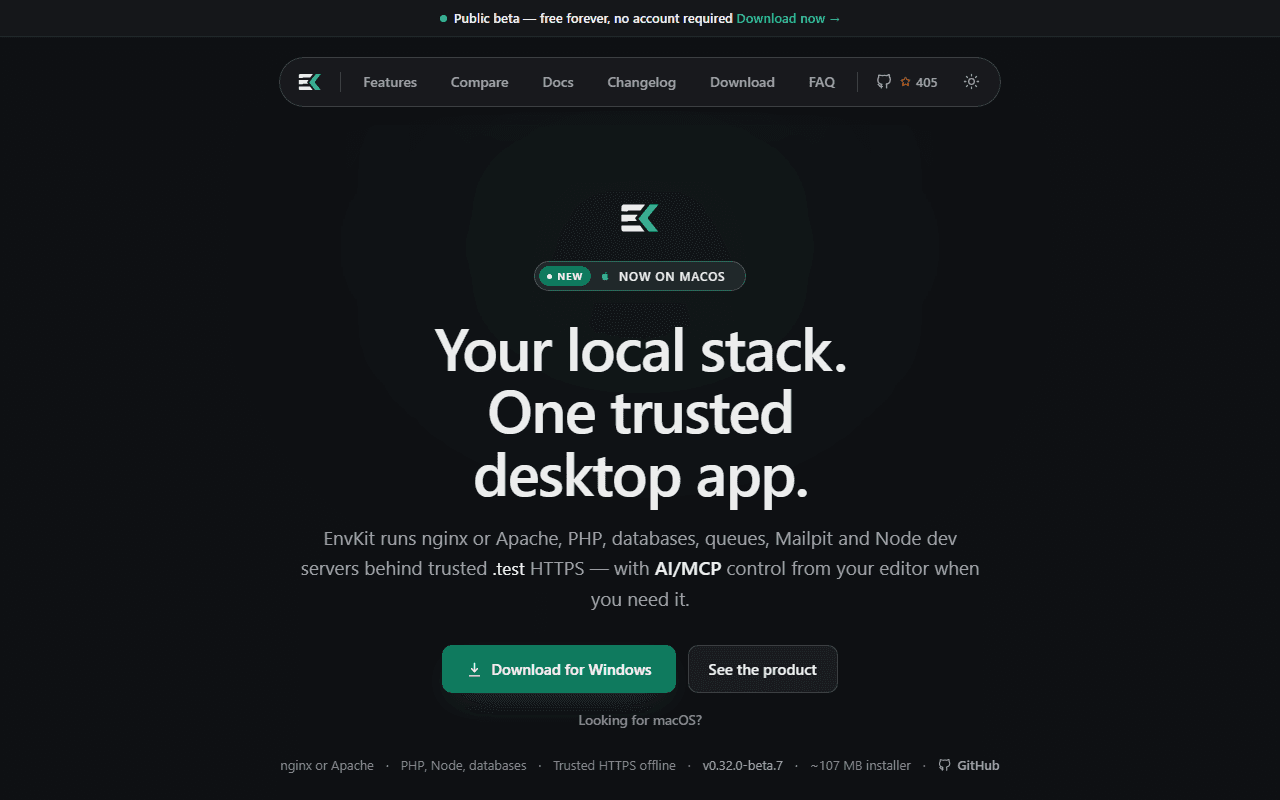 EnvKit — مدير بيئة التطوير المحلية
