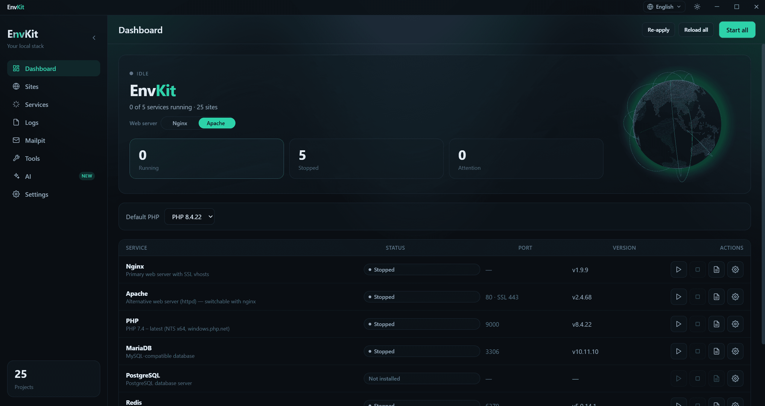EnvKit — مدير بيئة التطوير المحلية