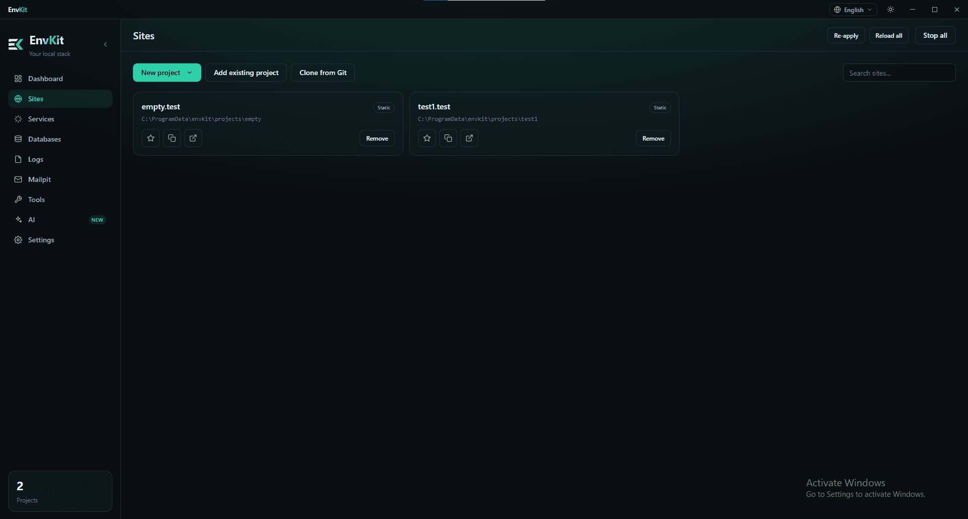 EnvKit — مدير بيئة التطوير المحلية