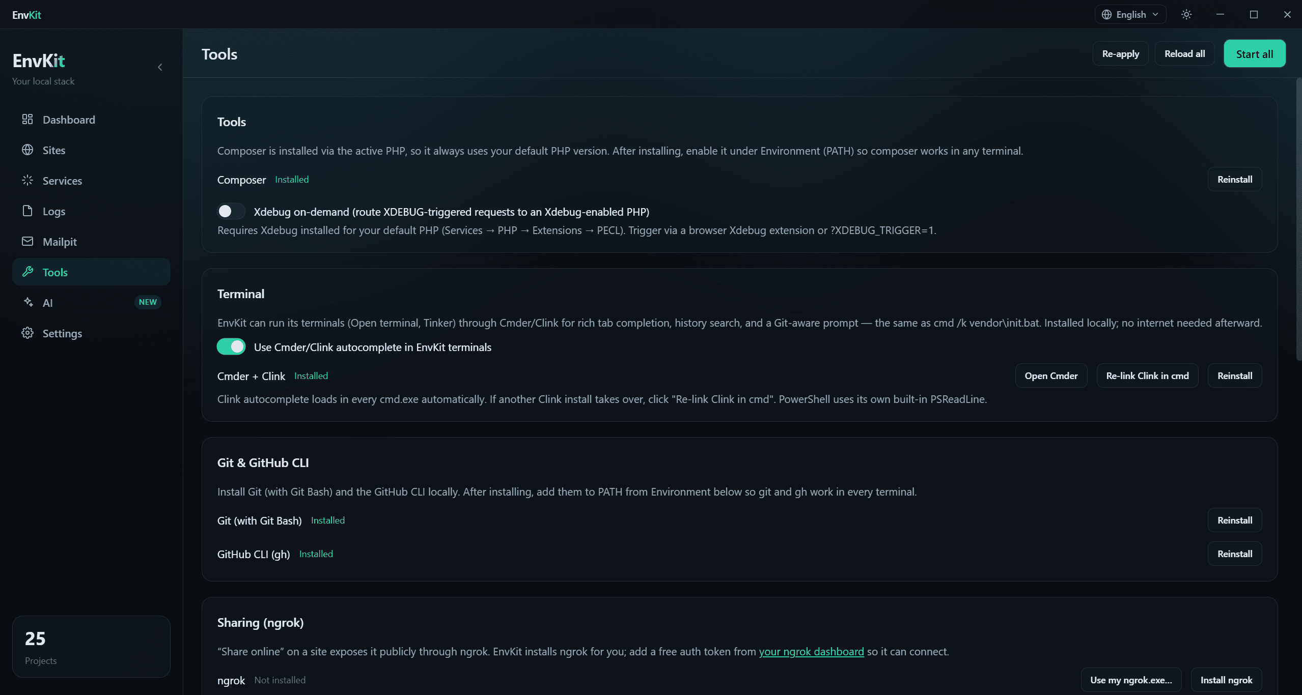EnvKit — مدير بيئة التطوير المحلية